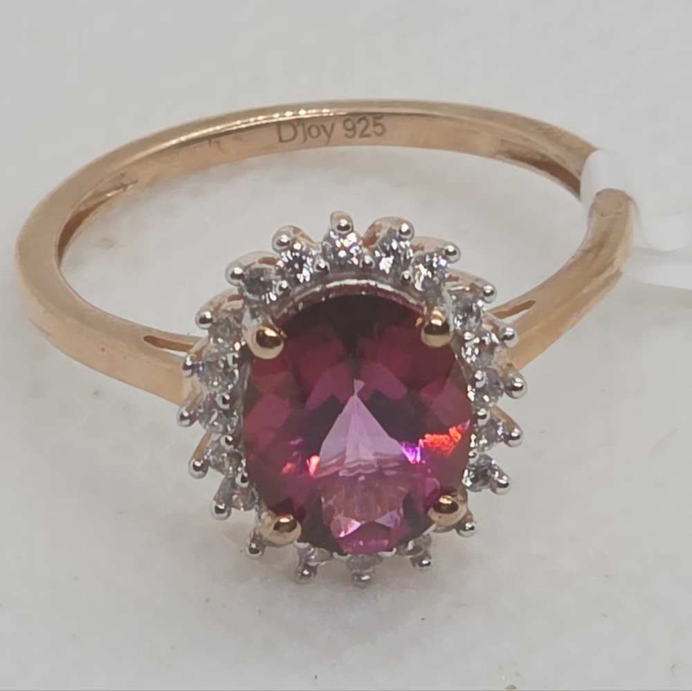 Genuine Brazilian Pink Petalite and White Zircon Sunburst Ring